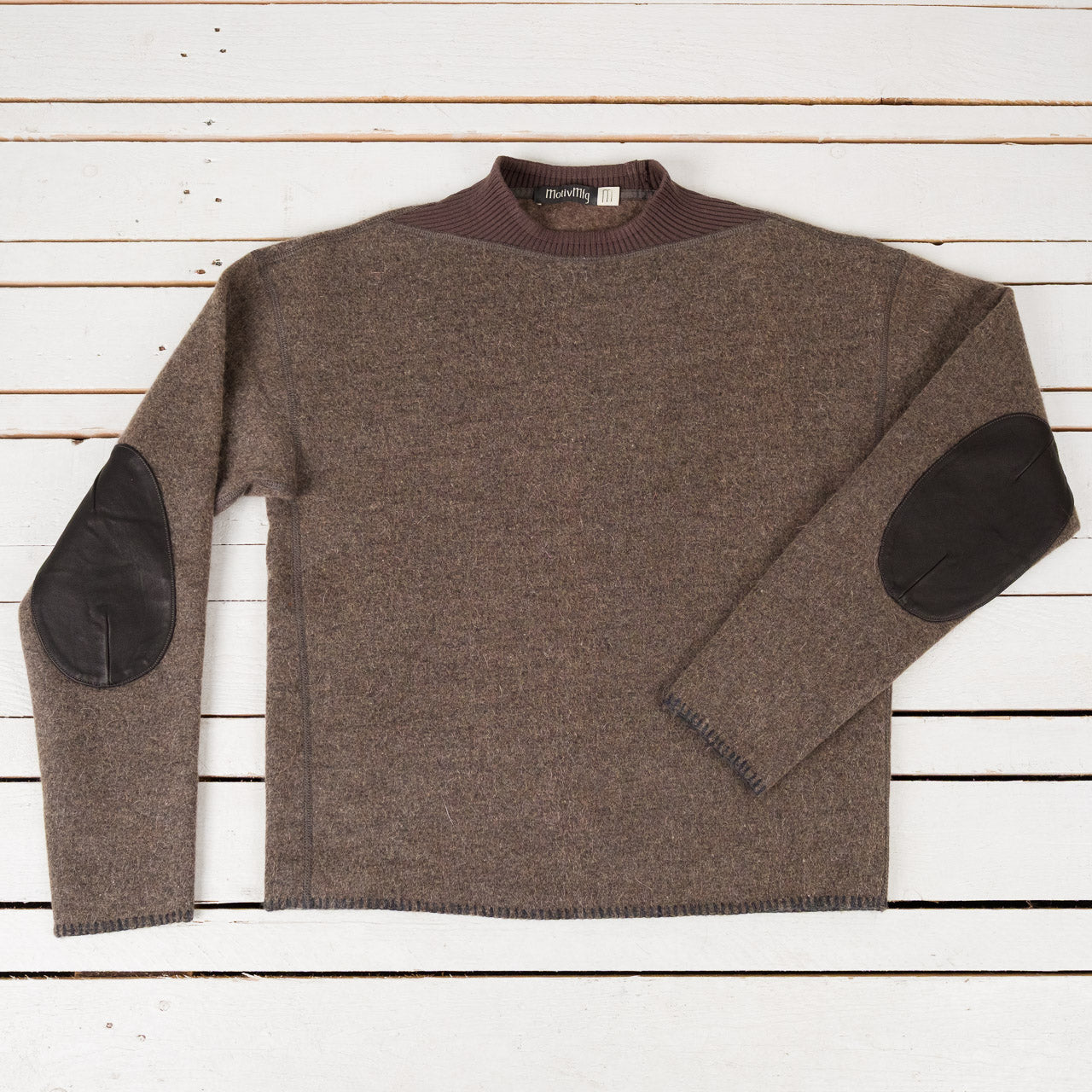Pile Sweatshirt Wool and Mohair Dark Natural