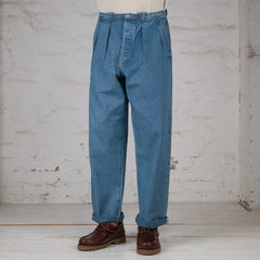 Pleat Denim Trousers Donegal Denim Horizon