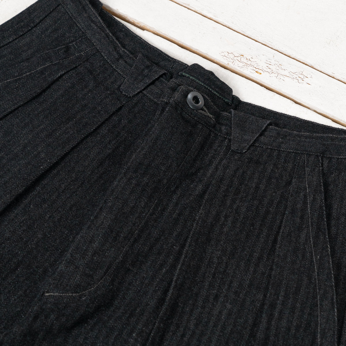 Pleat Denim Trousers HBT Denim Schwarz