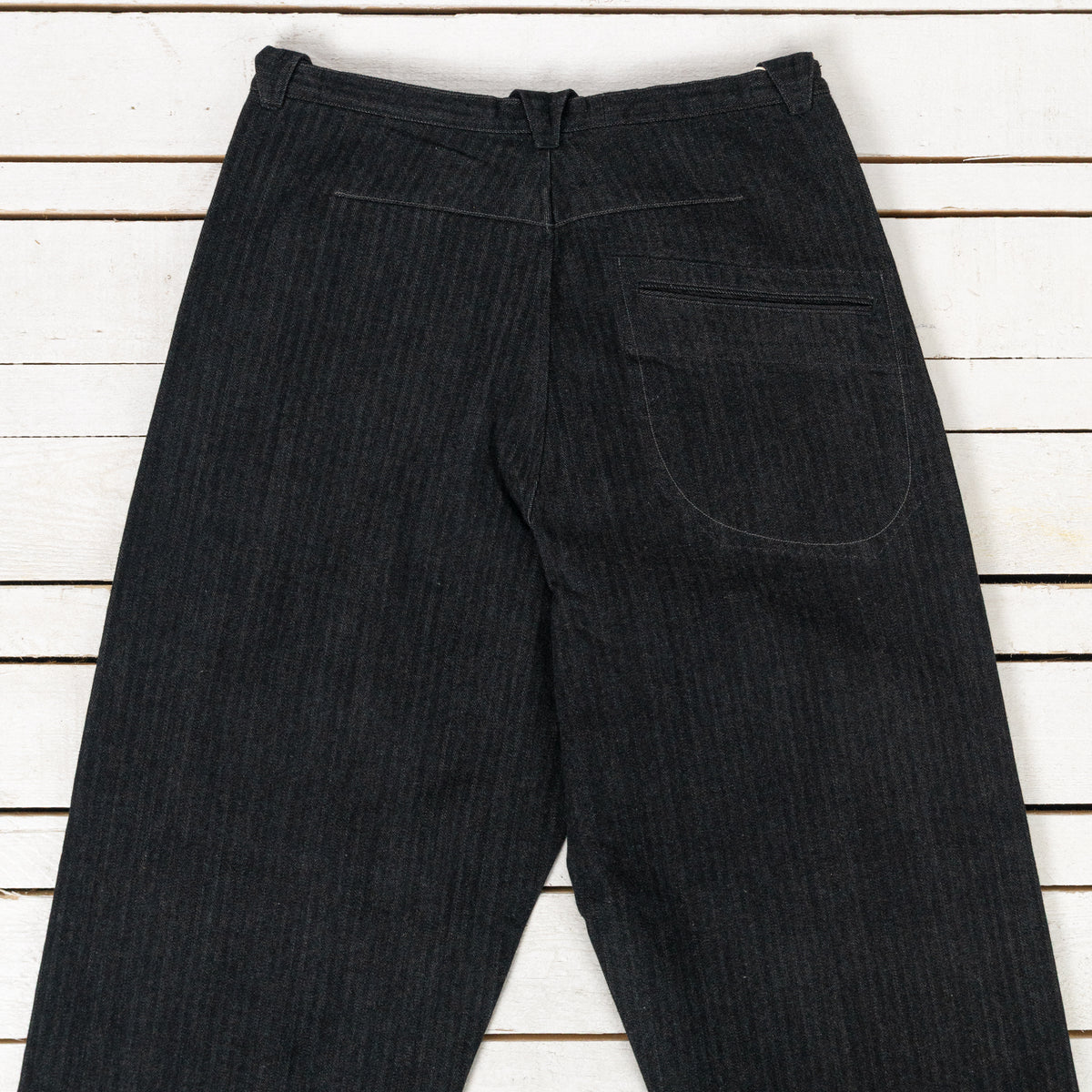 Pleat Denim Trousers HBT Denim Schwarz