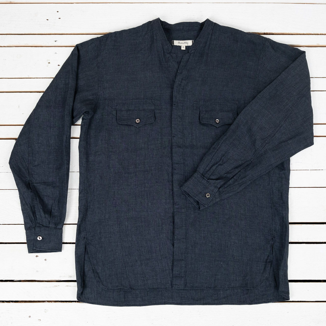 Mikhail Shirt Superfine Linen Broadcloth Asphalt