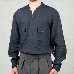 Mikhail Shirt Superfine Linen Broadcloth Asphalt