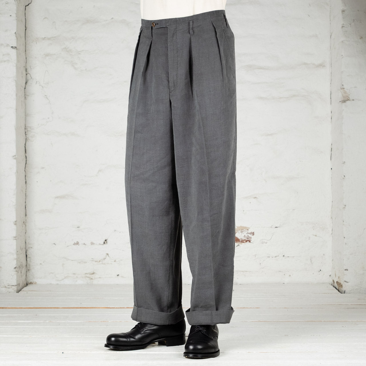 Bund Trouser Silk Hemp Broadcloth Slate