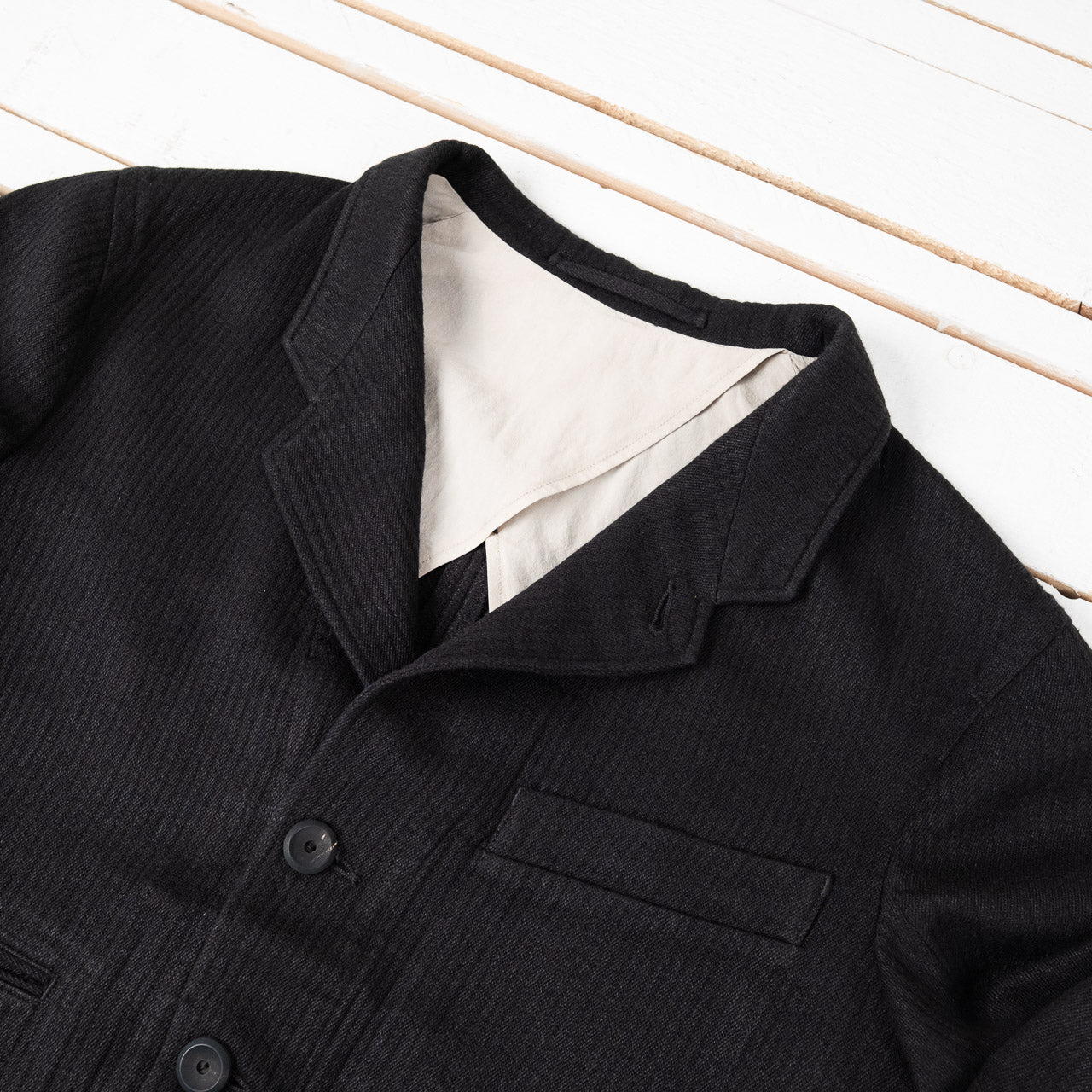 Continental Sack Jacket Linen Wool Schwarz