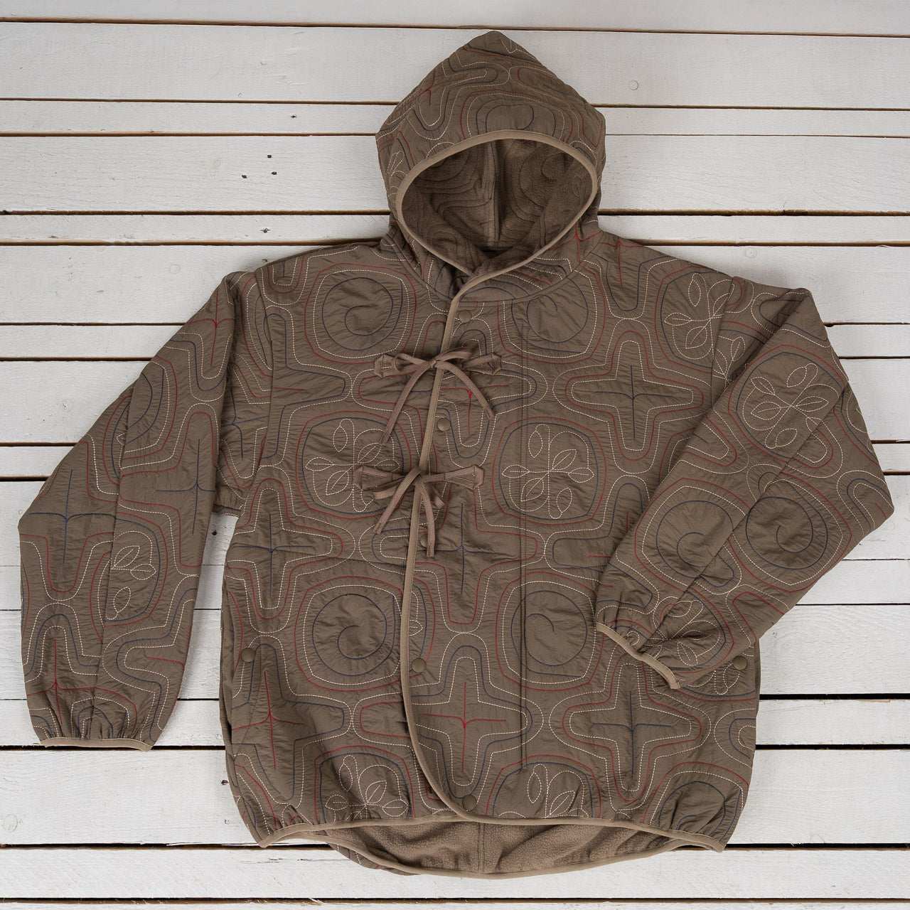 Ainu Quilted Hood Jacket Beige