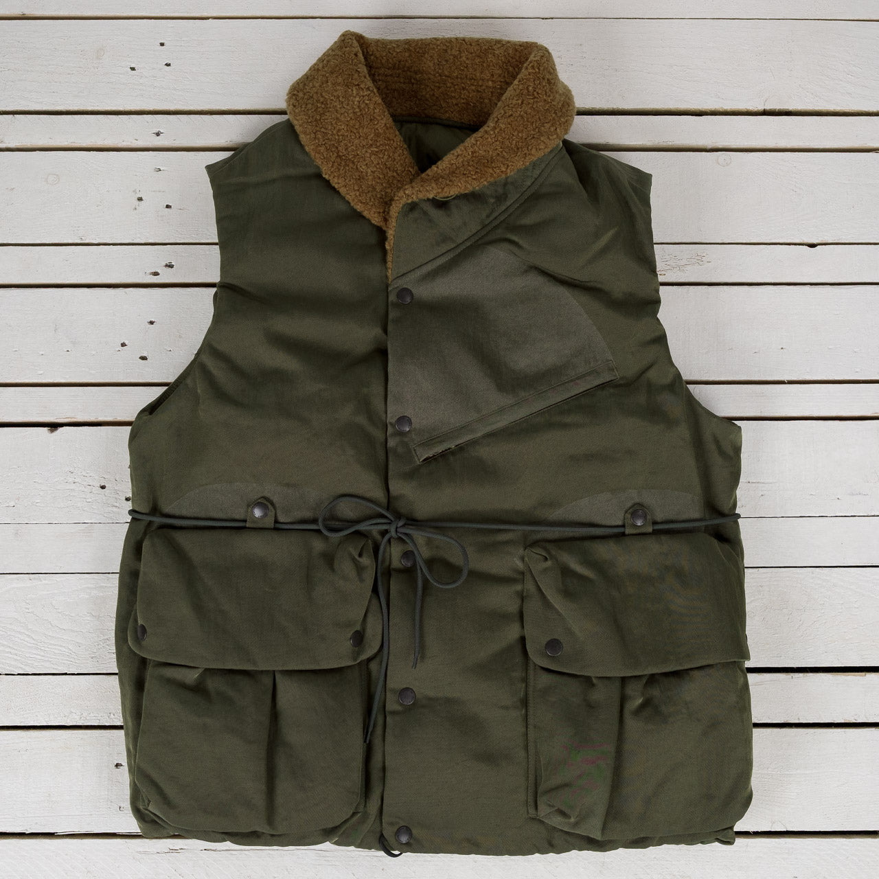 2-Way Collar Down Vest Olive