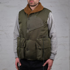 2-Way Collar Down Vest Olive