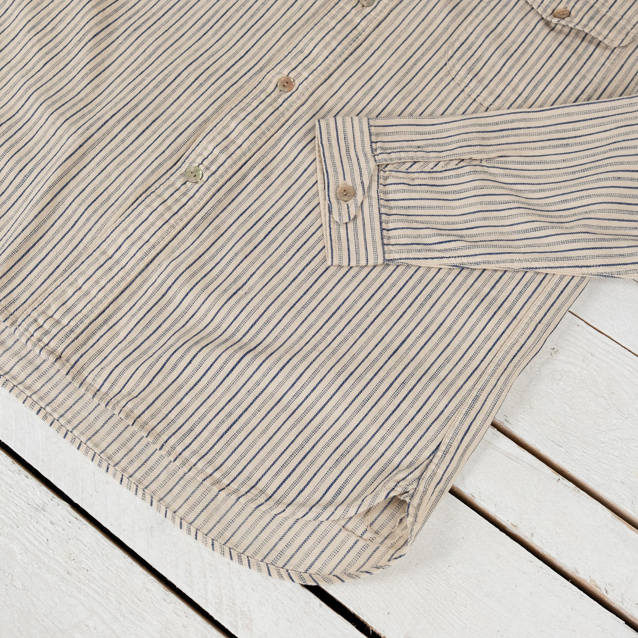 Shawl Collar Shirt Indigo Stripe