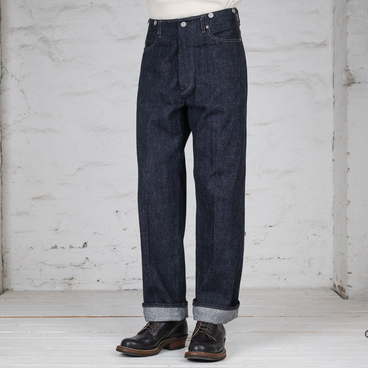 Beltless Waist Jean Trouser "990"  Indigo