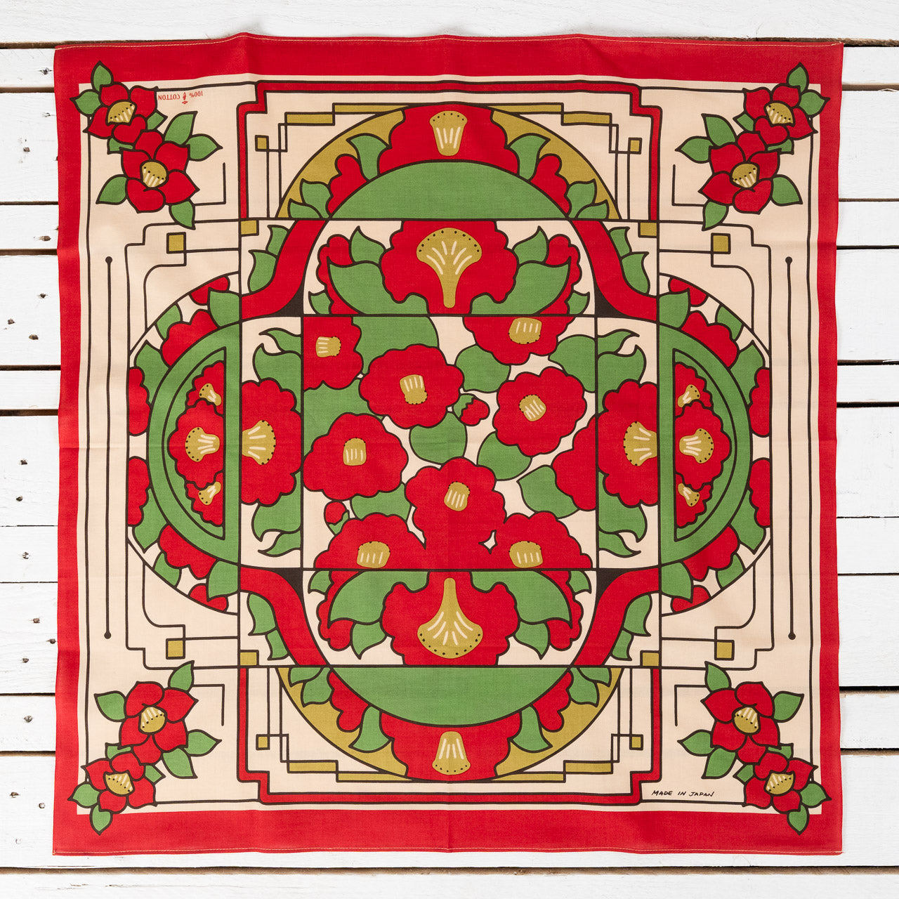 Bandana "Showa Tsubaki" 70x70 red