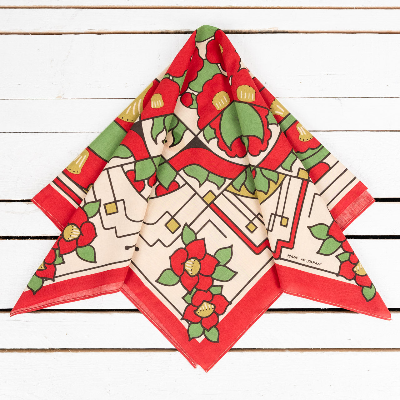 Bandana "Showa Tsubaki" 70x70 red