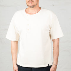 Short Sleeve Henley Sweatshirt Natural