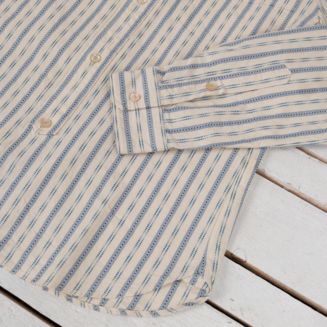 Striped Work Shirt Beige