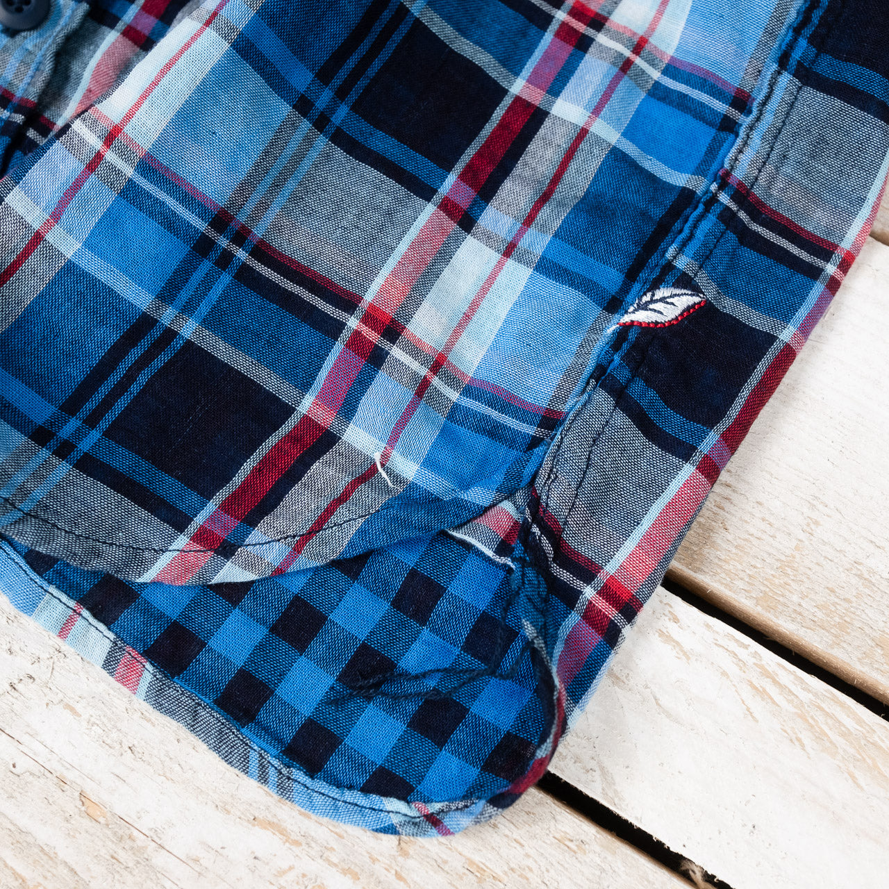 シャツ IONSEOUL Vintage Pocket Check Short Sleeve Shirt JE1257 Vacation Shirt in Indigo Microcheck – Blue Owl Workshop