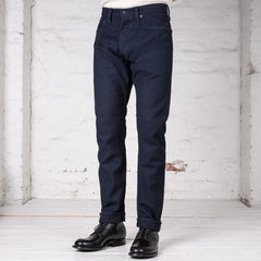 1177-ID Indigo x Black Sashiko Denim Relaxed Tapered