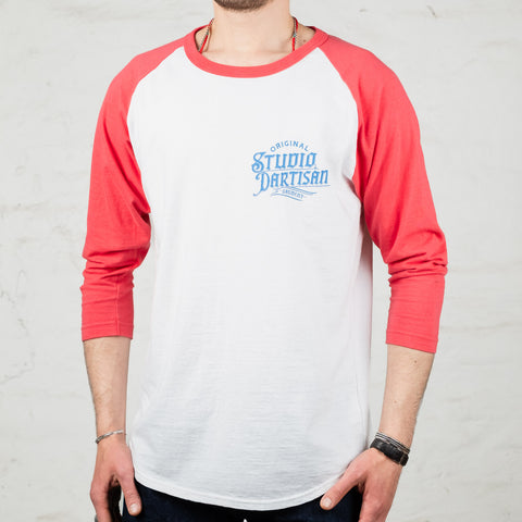Western Raglan Sleeve T-Shirt Weiß/Rot