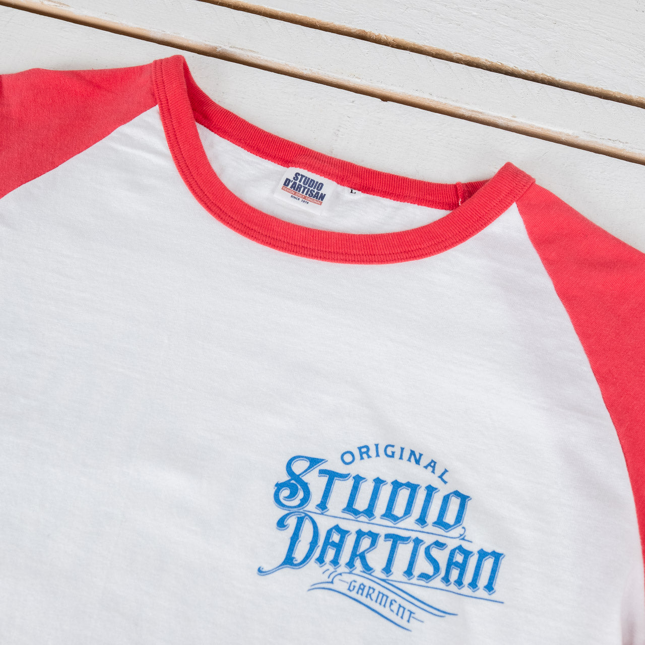 Western Raglan Sleeve T-Shirt Weiß/Rot