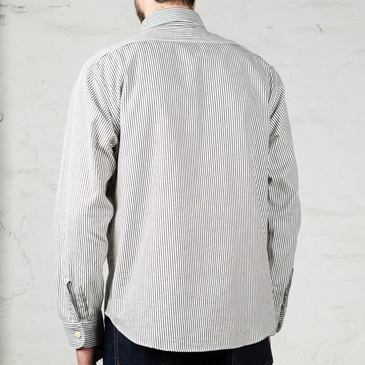 Hickory Stripe Work Shirt Off White
