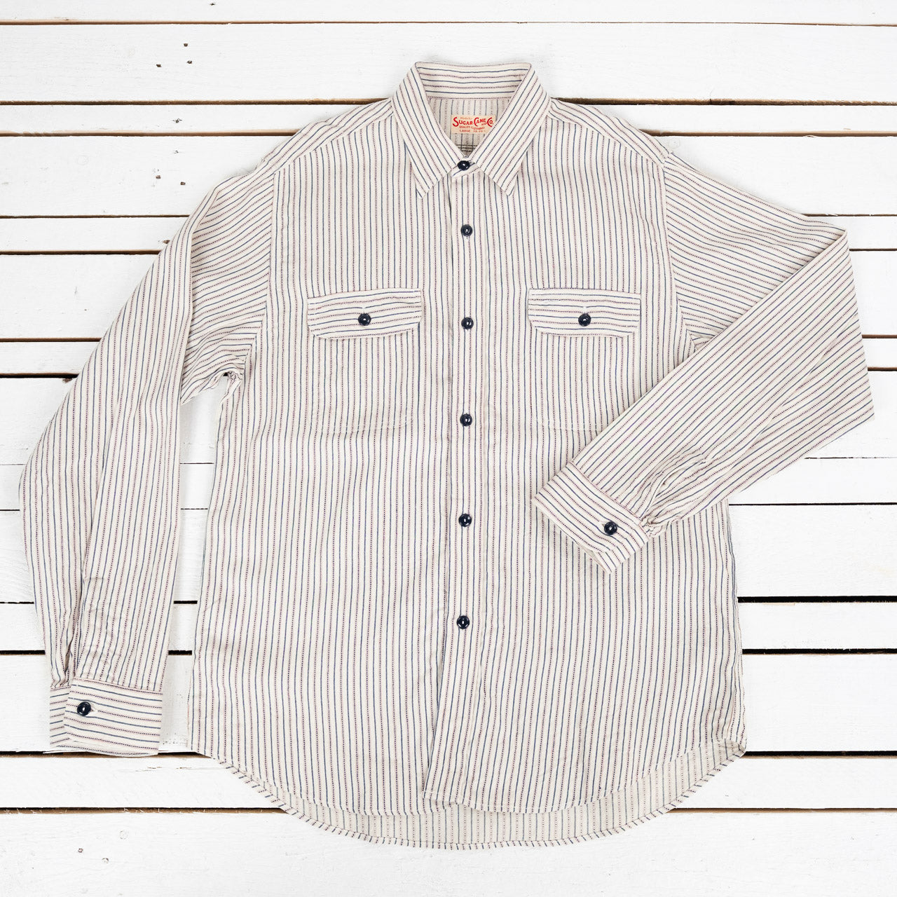 Dobby Stripe Work Shirt Off White