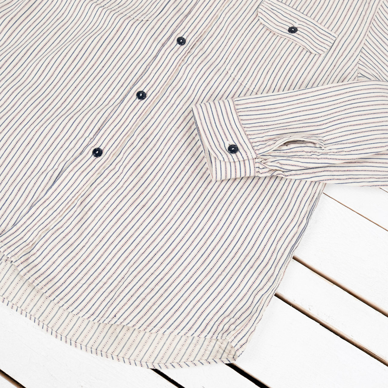 Dobby Stripe Work Shirt Off White