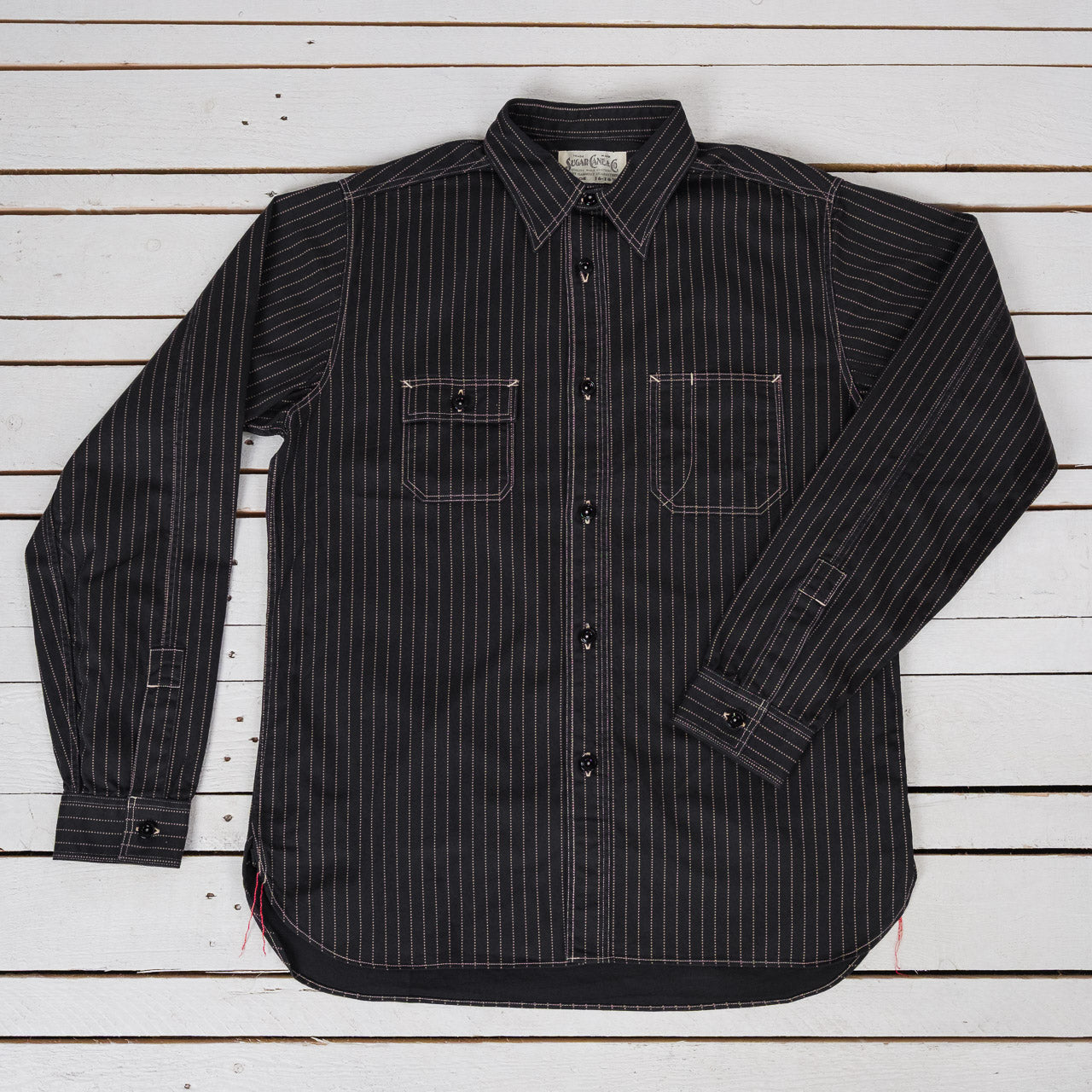 8.5 oz. Black Wabash Stripe Work Shirt, One Wash