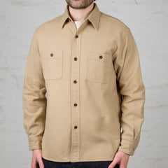 Cotton Twill Work Shirt, Beige