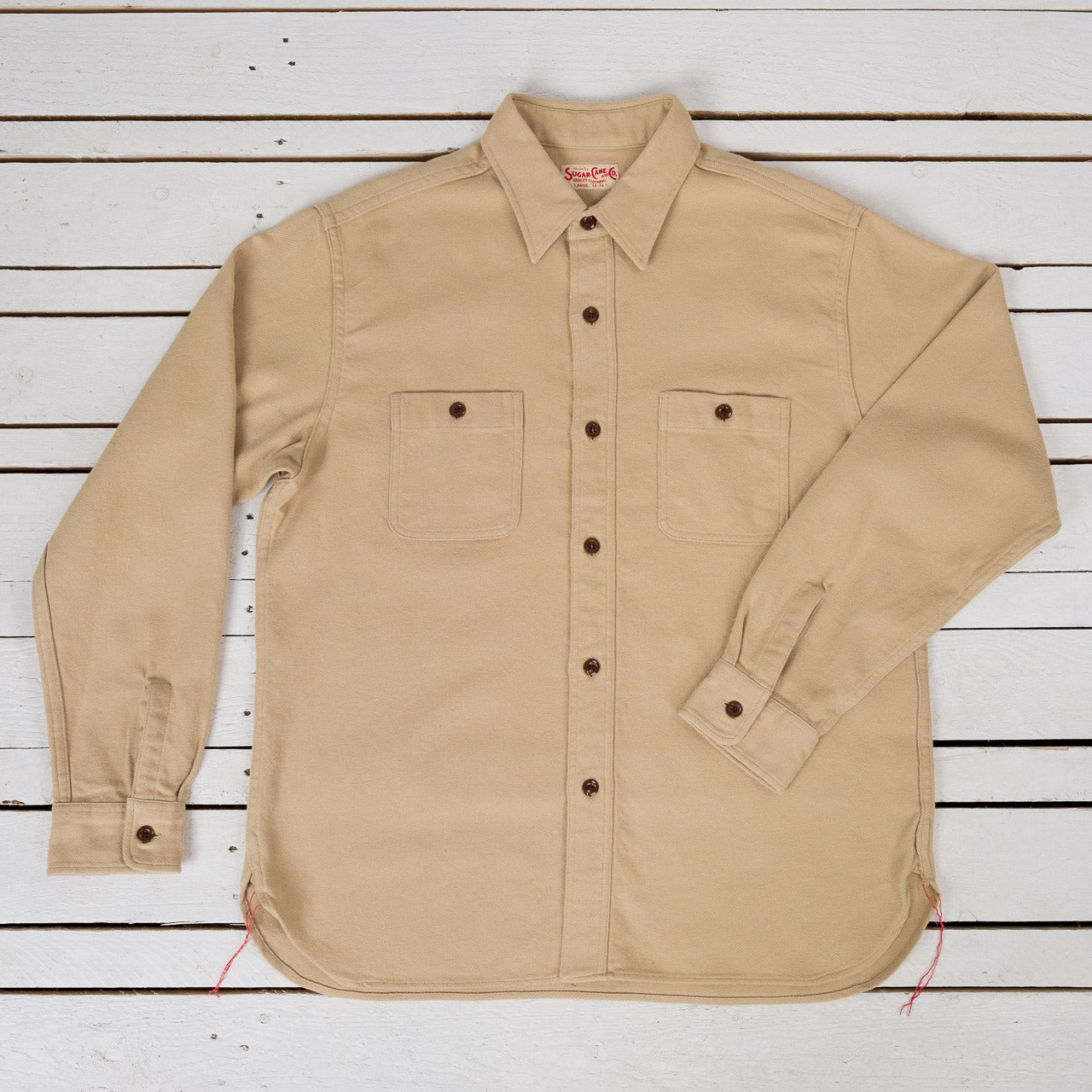 Cotton Twill Work Shirt, Beige
