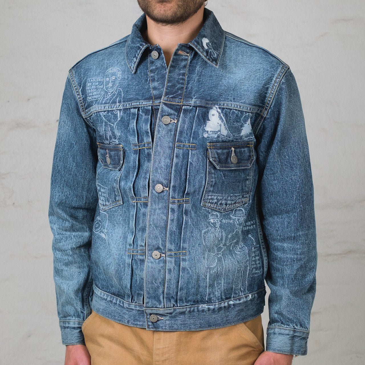 14.25 oz. Denim Jacket 1953 Aged Model Cartoon
