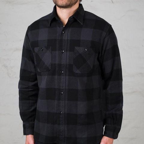 Twill Check Work Shirt Black