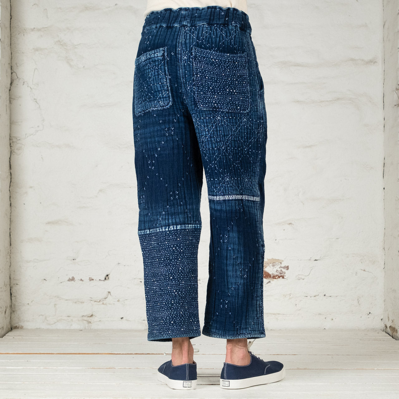 Starry Sashiko Patchwork Pants Indigo