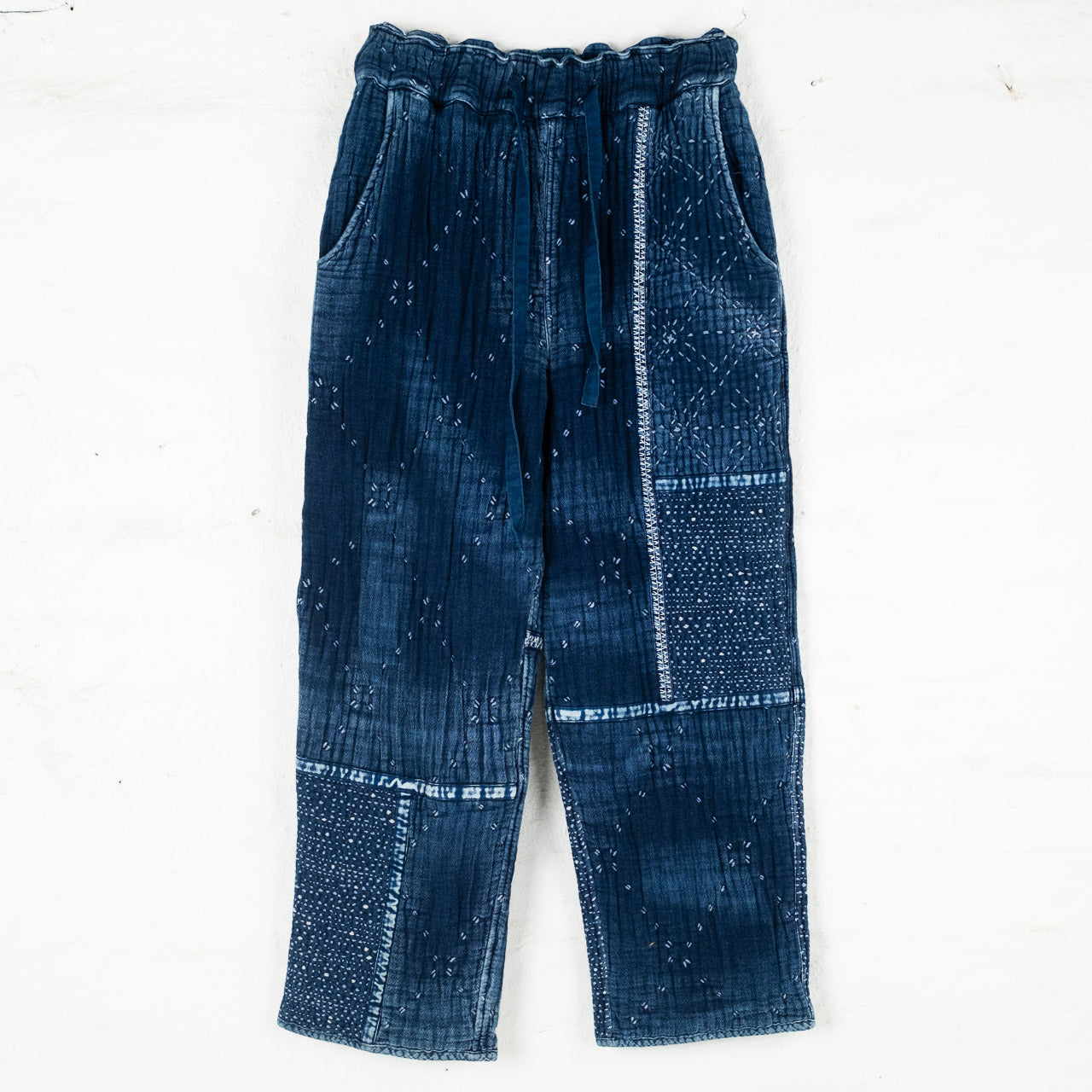 Starry Sashiko Patchwork Pants Indigo
