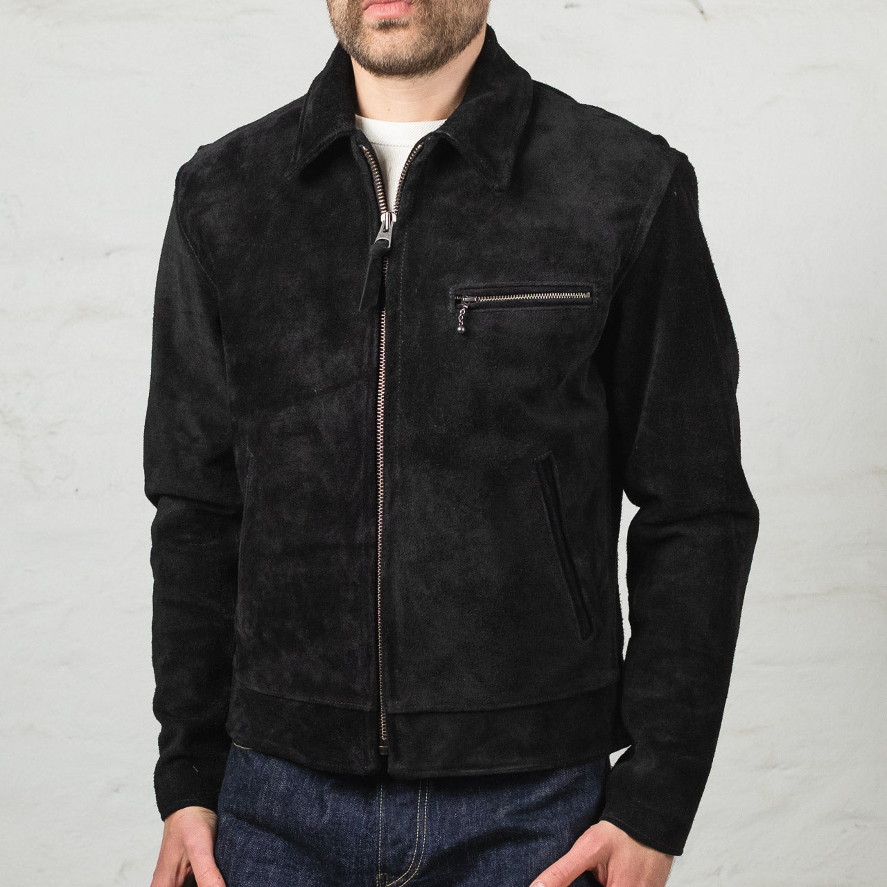 Leather jacket "Youth of America" ​​Rough Out Black