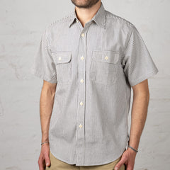 Hickory Stripe S/S Work Shirt Off-White