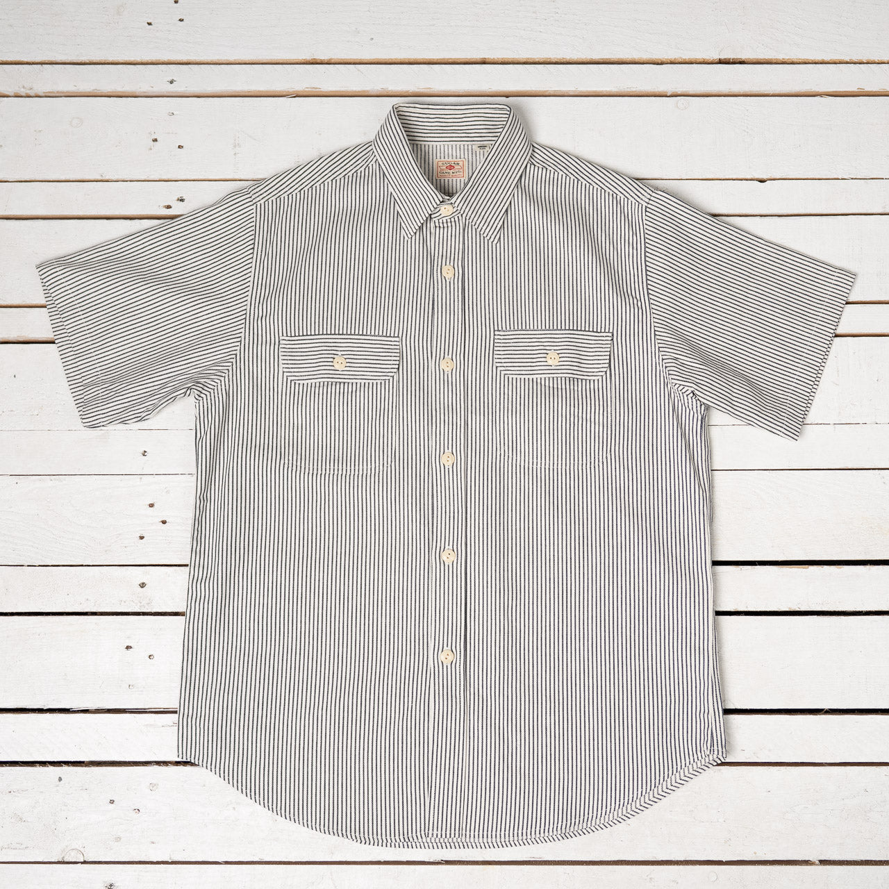 Hickory Stripe S/S Work Shirt Off-White