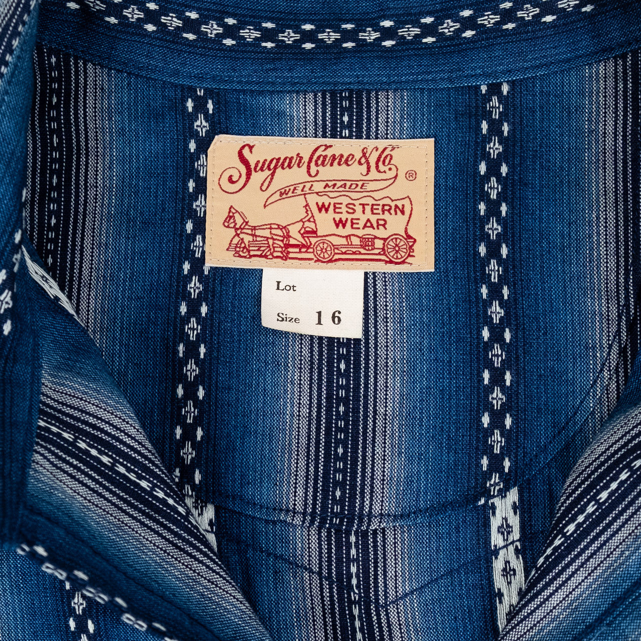 Native American Dobby Stripe Western Shirt Indigo