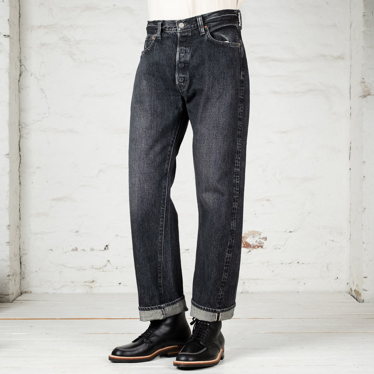 14.25 oz. Black Denim 1947 Hard Wash