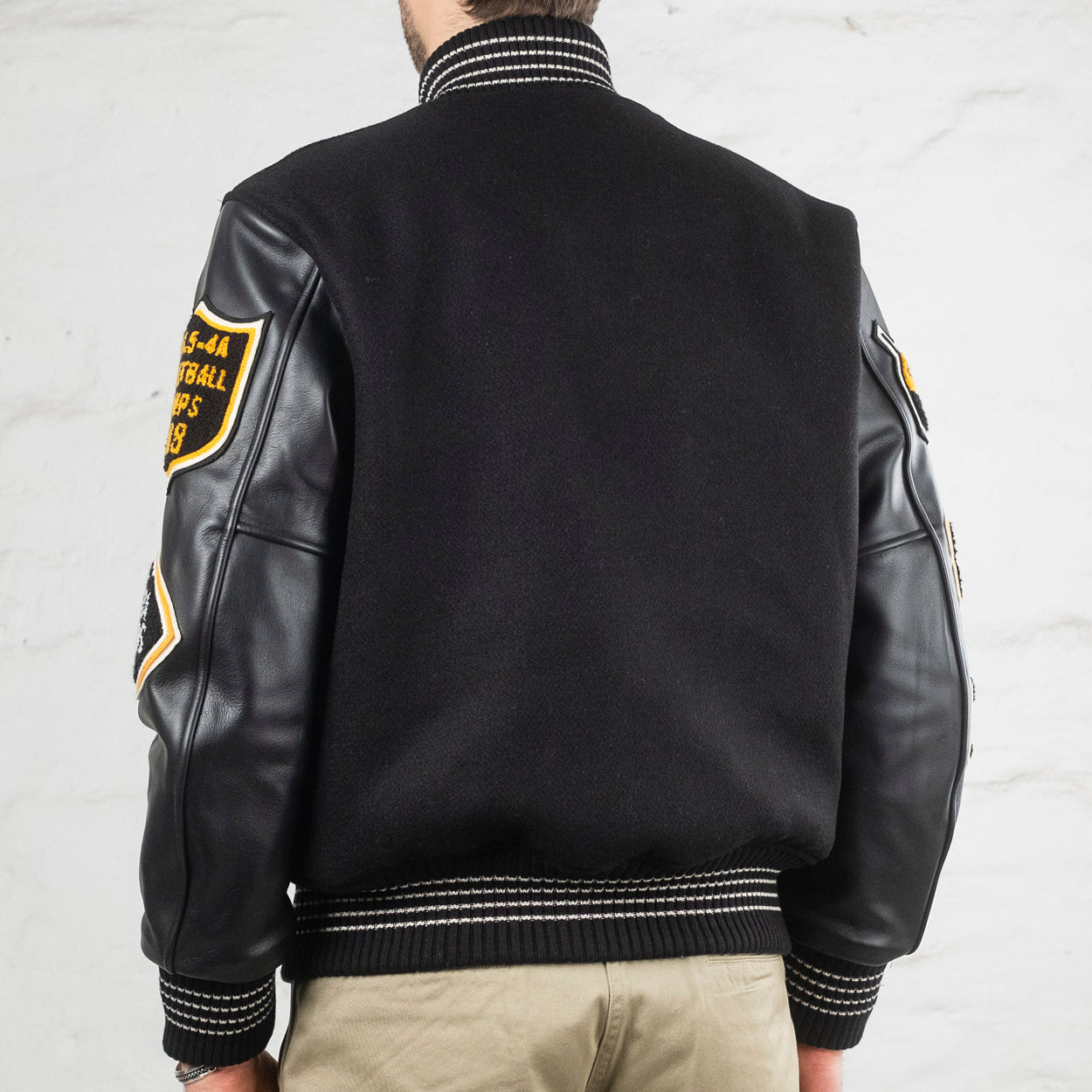 30 oz. Melton Wool Award Jacket “Mavericks” Black