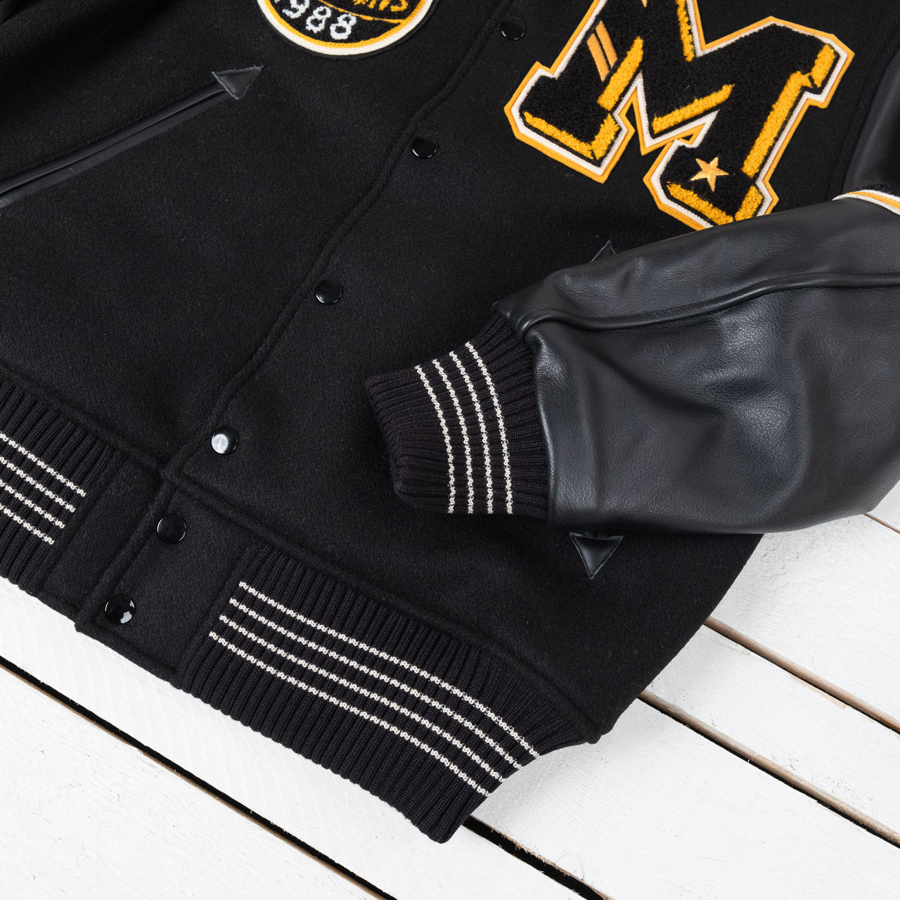 30 oz. Melton Wool Award Jacket “Mavericks” Black