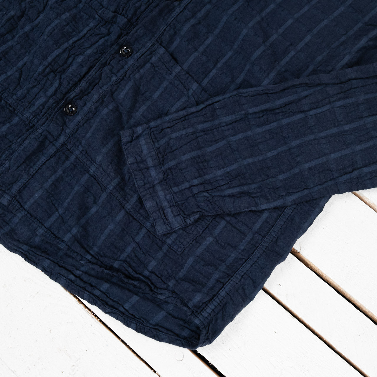 Flipped Collar Shirt Airbag Cambric Blue