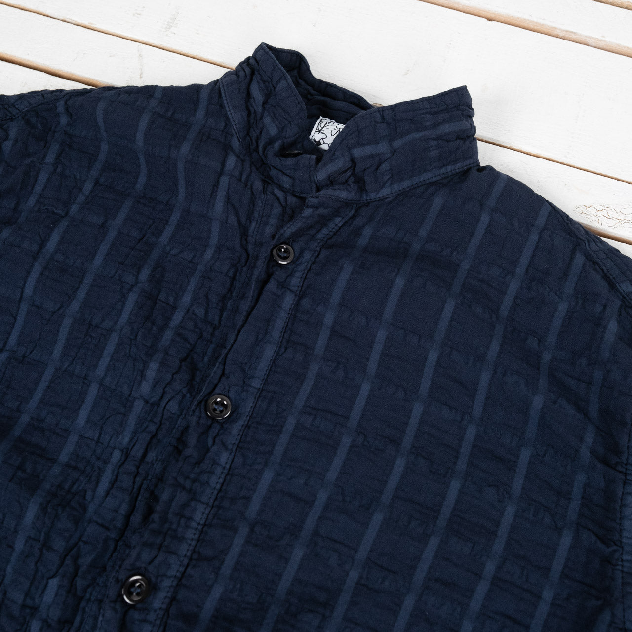 Flipped Collar Shirt Airbag Cambric Blue