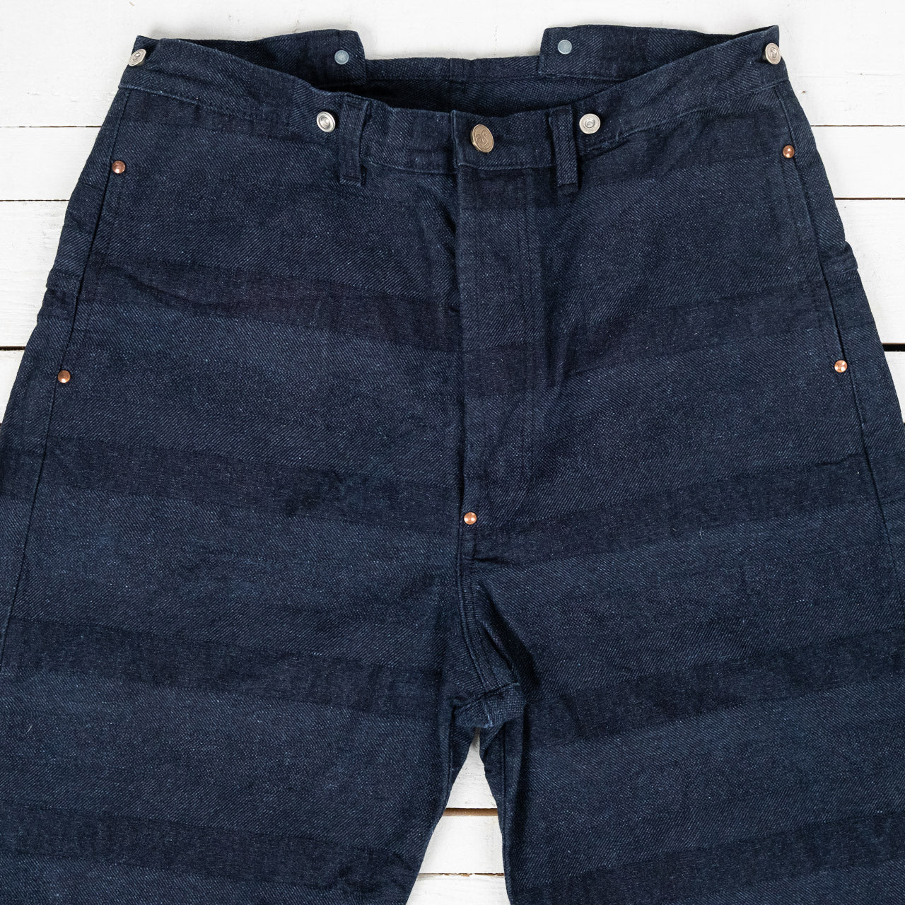 156 Split Back Jeans Weaver's Blanket Stripe Light Blue