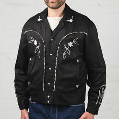 Embroidered Rayon Western Jacket Black