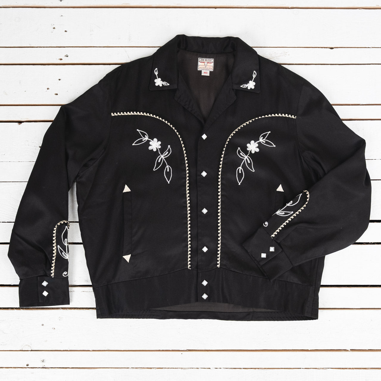 Embroidered Rayon Western Jacket Black
