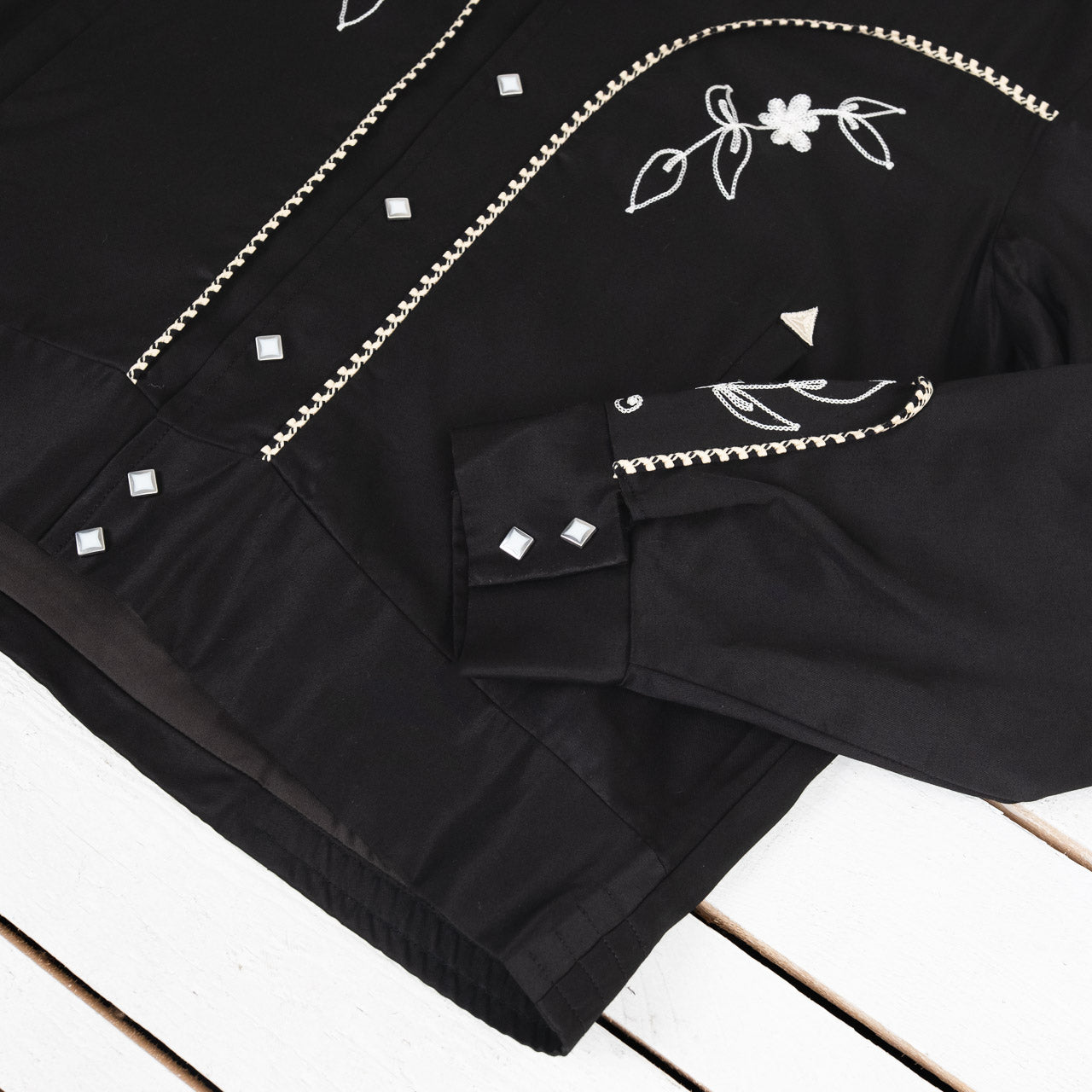 Embroidered Rayon Western Jacket Black