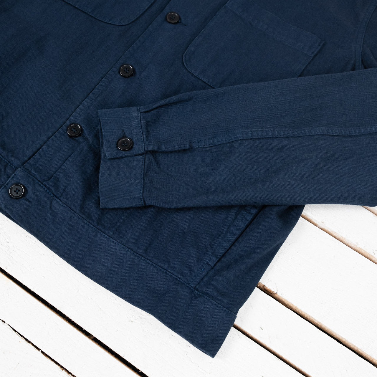 Bomber Jacket Herringbone Canvas Navy