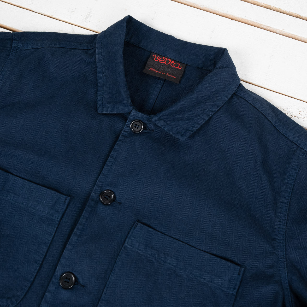 Bomber Jacket Herringbone Canvas Navy