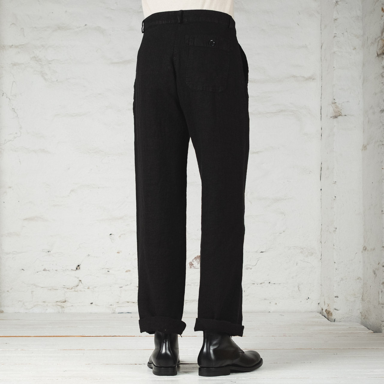 Heavy Linen Weaved Pants Schwarz