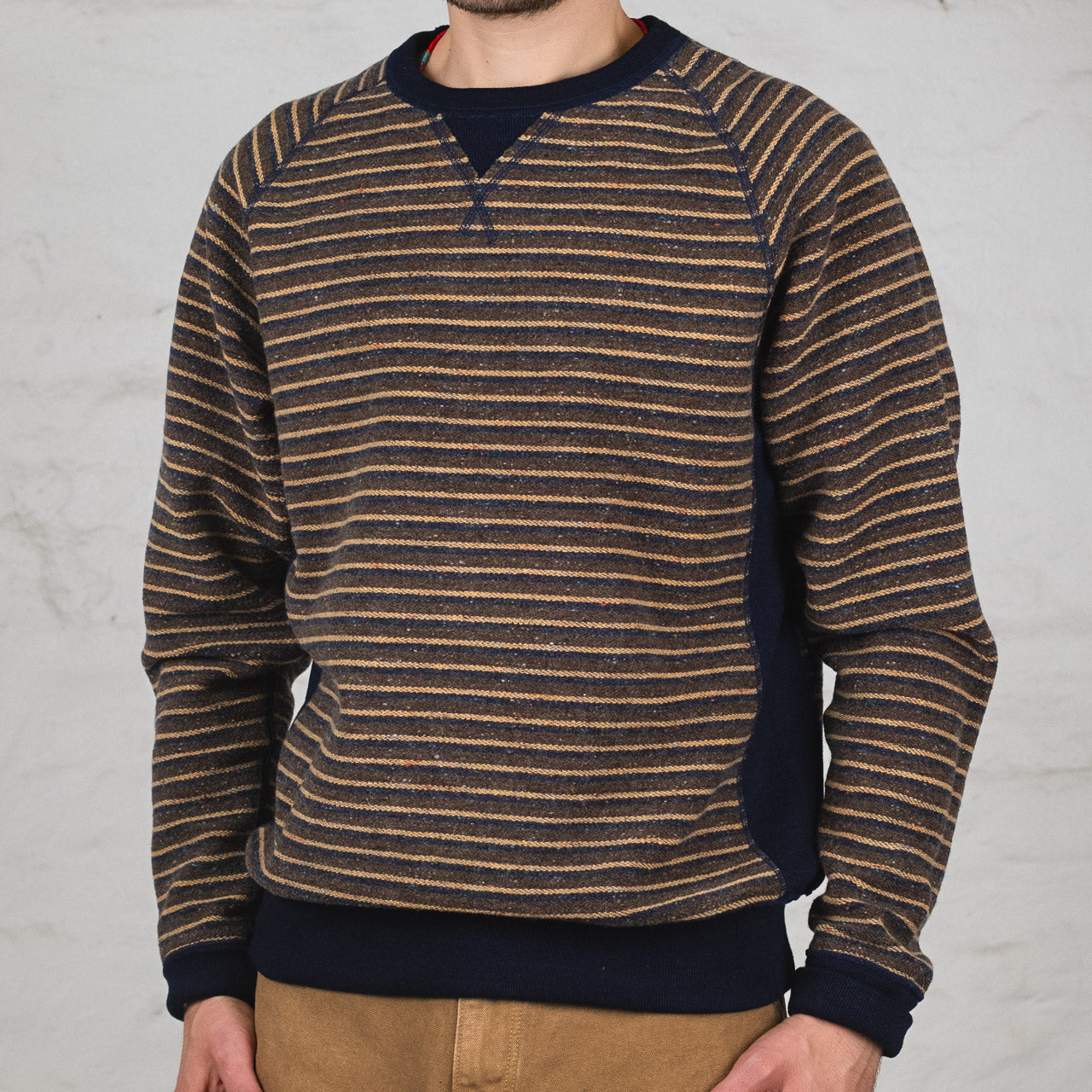Crewneck Real Indigo Blanket Striped French Terry