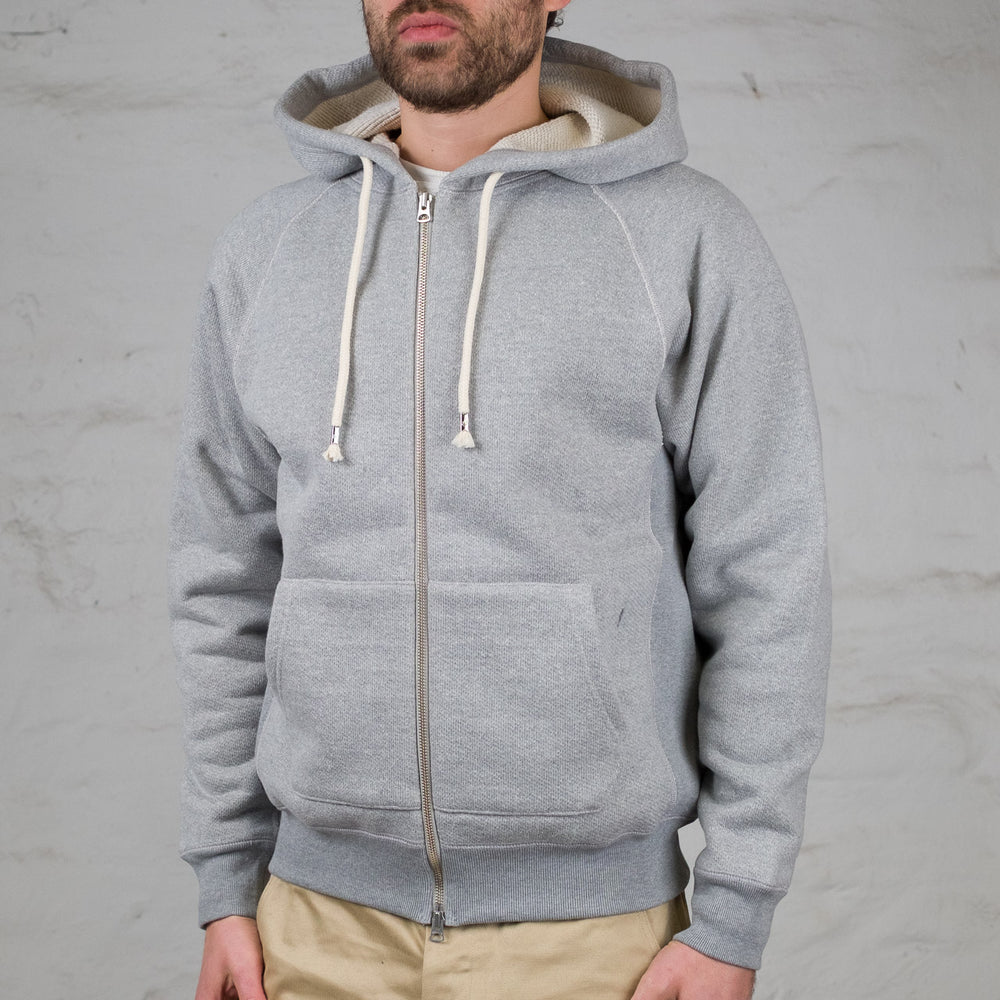 Sweat à capuche zippé super lourd gris chiné