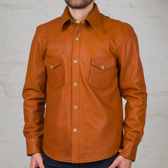 Chemise Western en cuir huilé Chameau